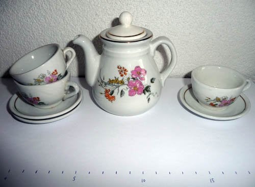 (3) miniatuur theeservies bloemen, Ophalen of Verzenden, Zo goed als nieuw