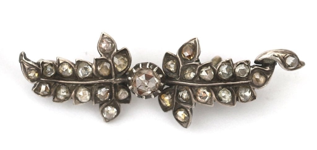 Diamant broche Hollands circa 1880 zeldzaam, Ophalen, Zilver, Broche, Met edelsteen