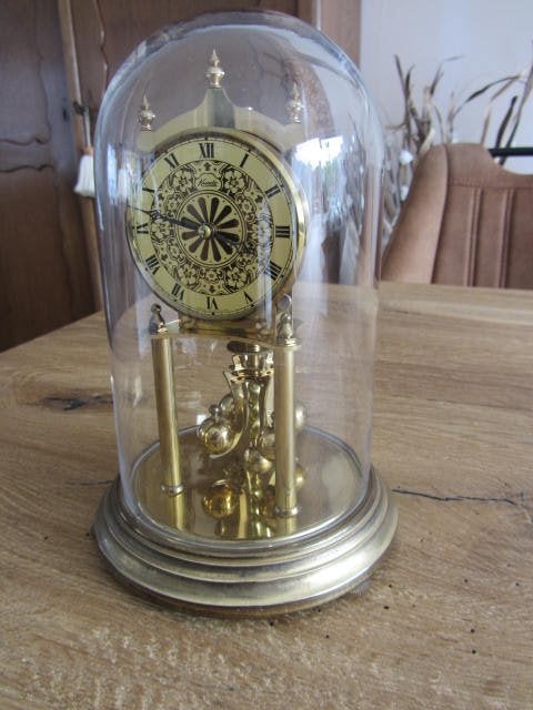 Jaarpendule stolpklok van het merk Kunde, Antiek en Kunst, Ophalen of Verzenden