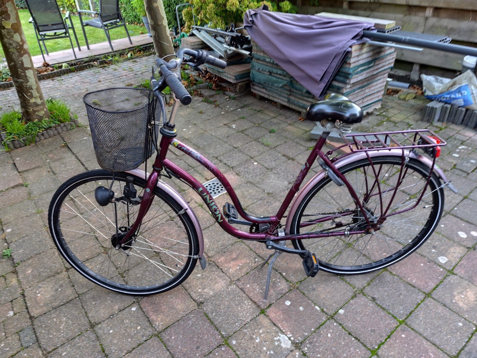 Union damesfiets met mand en bagagedrager, Trommelrem, Ophalen, Overige merken, 53 tot 56 cm