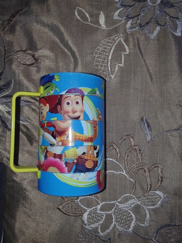 Toy Story mok met Woody en Buzz Lightyear, Kunststof, Gebruikt, Overige merken, Overige stijlen