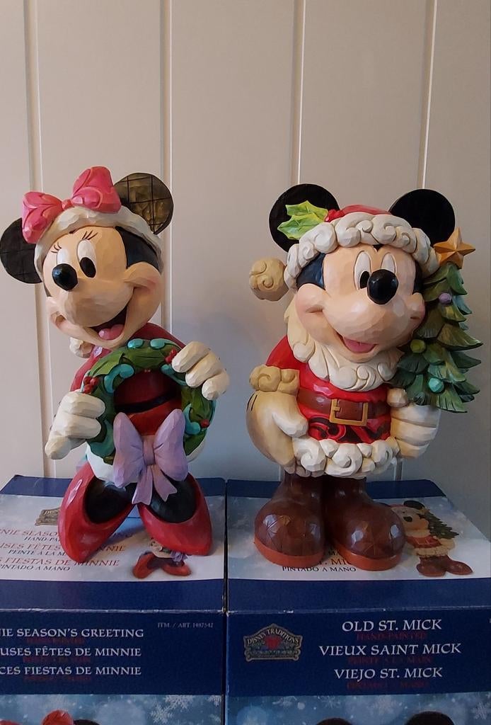 Jim Shore Retired Disney Traditions Mickey Mouse Kerst set, Ophalen, Mickey Mouse, Zo goed als nieuw, Beeldje of Figuurtje