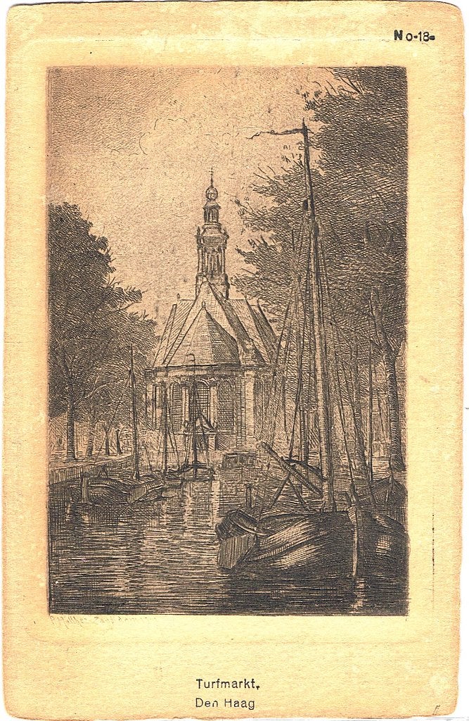 Den Haag 042, Turfmarkt gravure, ongelopen, richtprijs 5,50, Verzenden, 1920 tot 1940, Ongelopen, Zuid-Holland