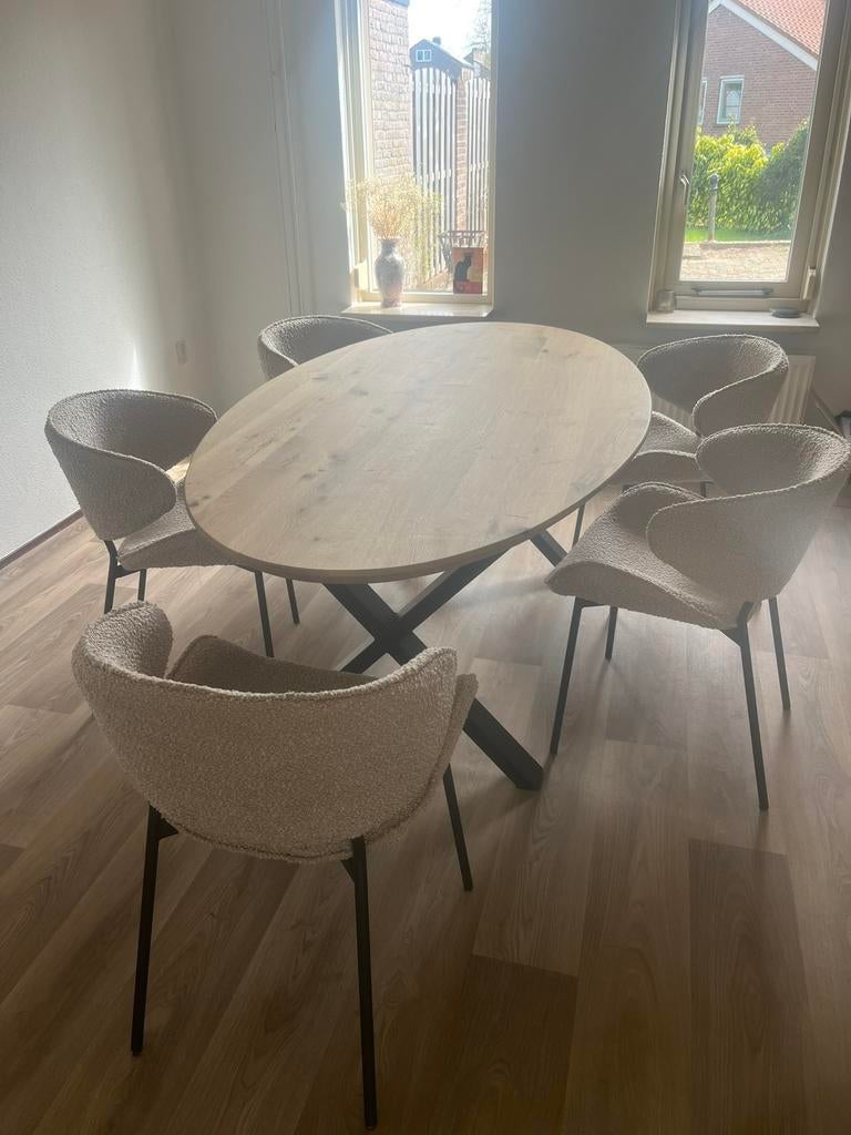 Eiken houten tafel, Ophalen, Eikenhout, 200 cm of meer, 50 tot 100 cm