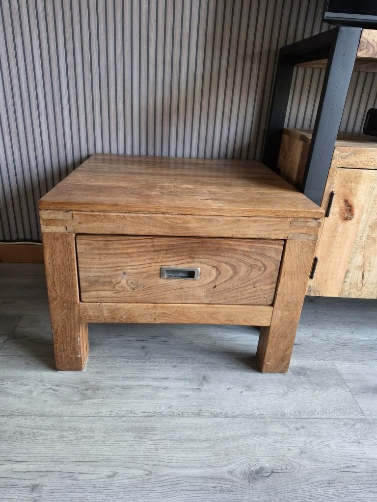Teak houten salontafel  60x60, Ophalen, Gebruikt, 50 tot 100 cm, 50 tot 100 cm