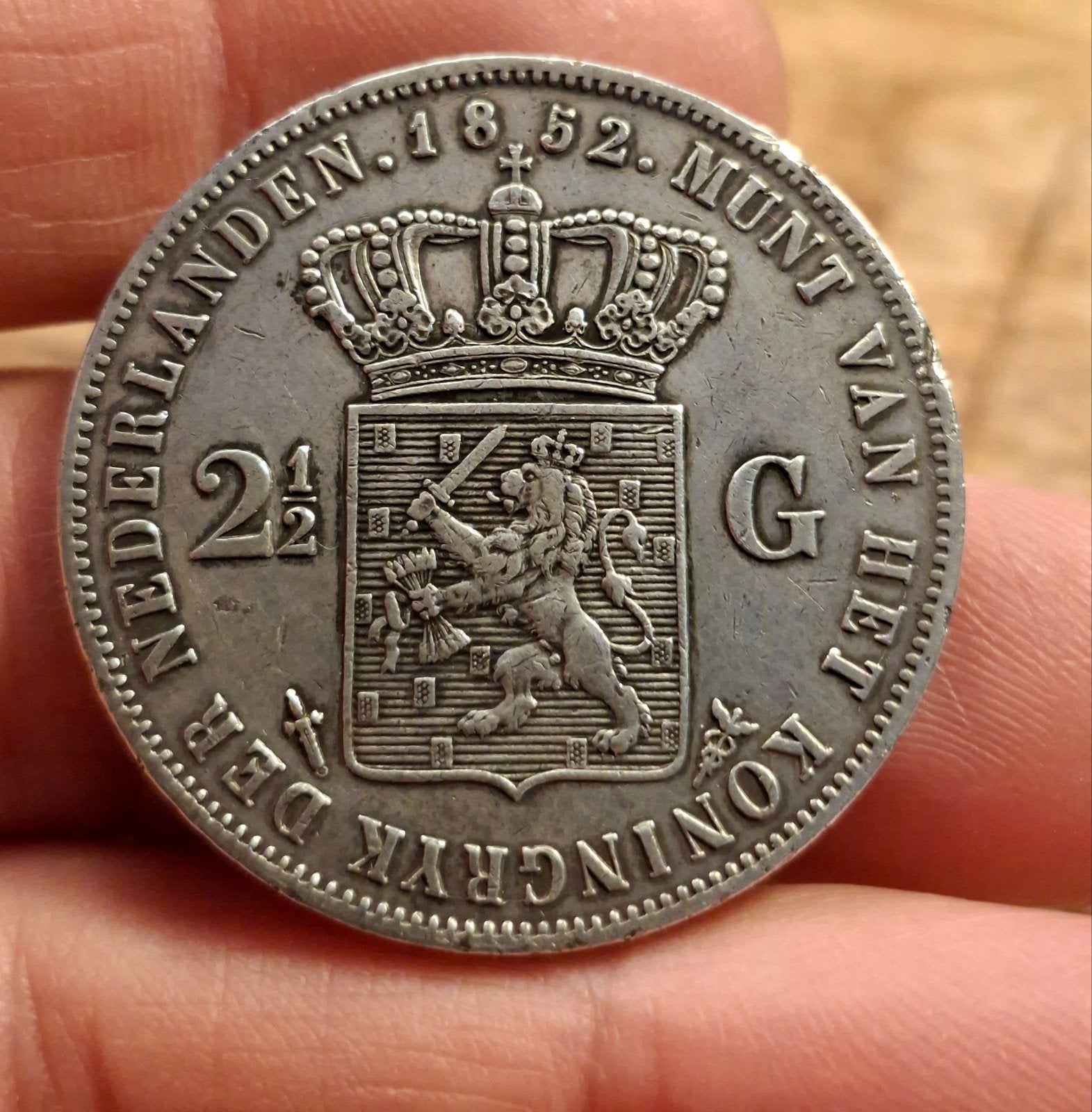 rijksdaalder 1852, Postzegels en Munten, Munten | Nederland, Ophalen of Verzenden, Koning Willem III, 2½ gulden