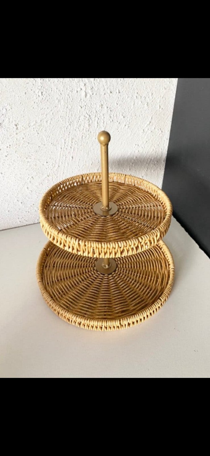 decoratieve 2-LAAGS ROTAN ‘LANDELIJKE’ ETAGÈRE, Huis en Inrichting, Ophalen of Verzenden, Nieuw, Hout, Demontabel
