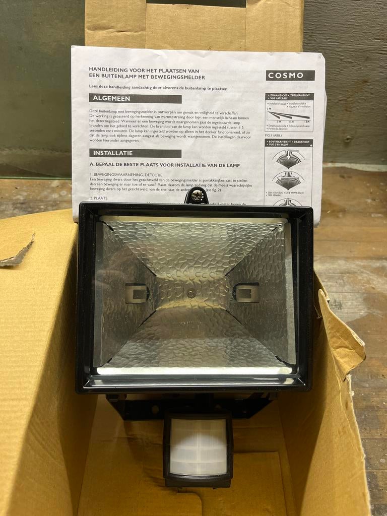 Halogeen bouwlamp met bewegingsmelder 500W, Ophalen of Verzenden, Nieuw, 500 watt of meer, Lamp met armatuur