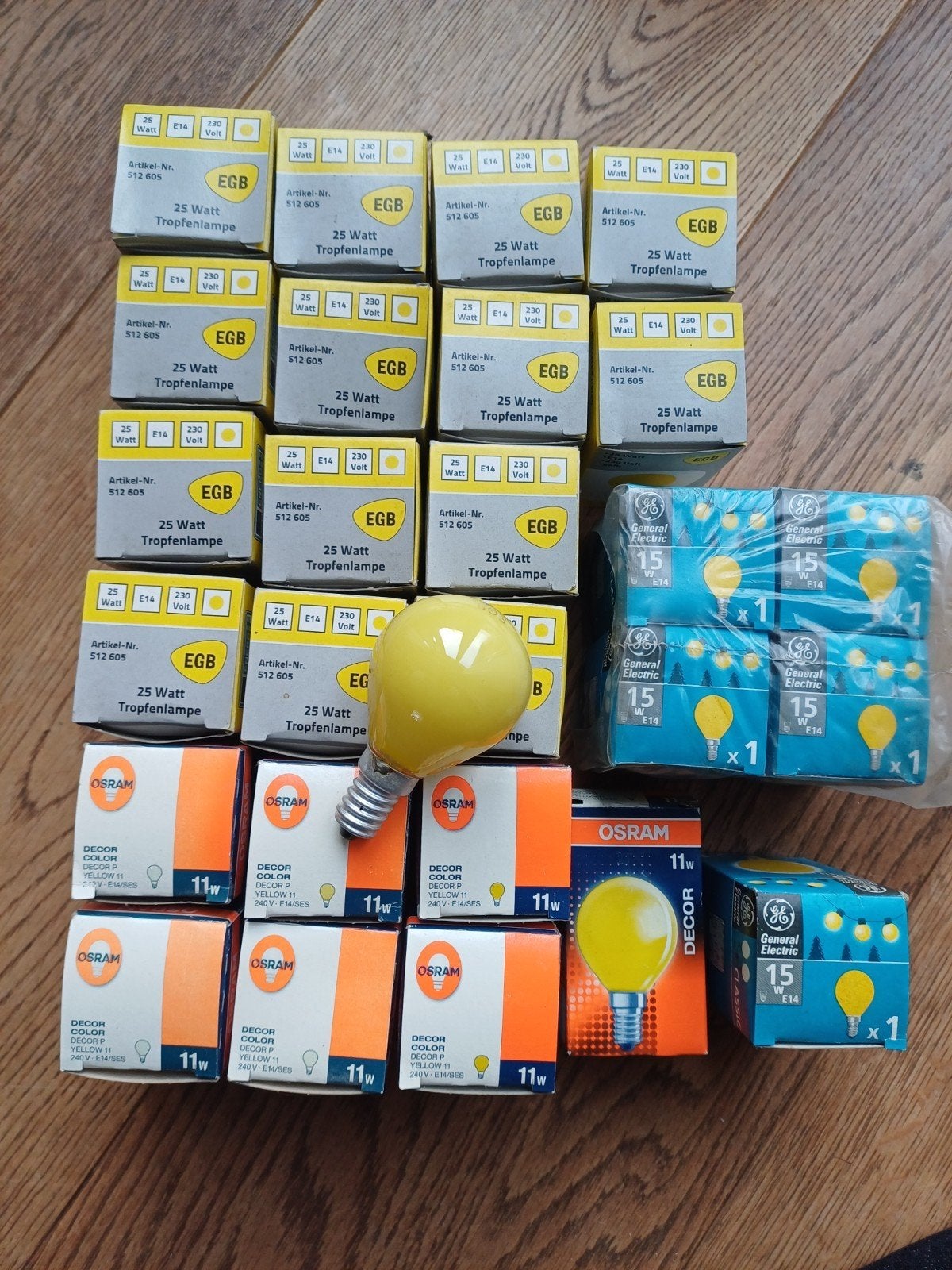 27x Kogellampen geel E14 fitting, Ophalen of Verzenden, Nieuw, E14 (klein), Gloeilamp