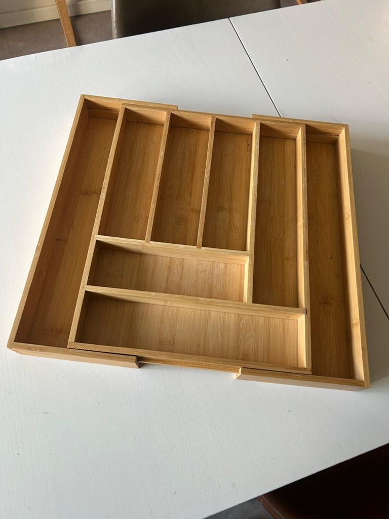Uitschuifbare bestekbak van bamboe, Ophalen, Gebruikt, Hout, Los bestek