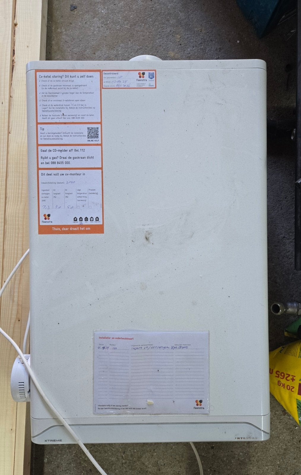 Intergas Exteme 24 cv ketel, Thermostaat en gateway, Ophalen, 30 tot 80 cm, Gebruikt, Hoog rendement (Hr)