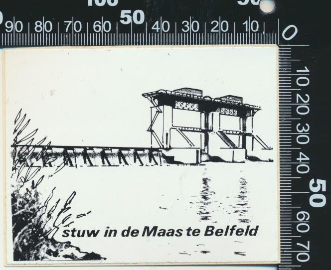 Sticker: Stuw in de Maas - Belfeld, Ophalen of Verzenden, Zo goed als nieuw, Bedrijf of Vereniging