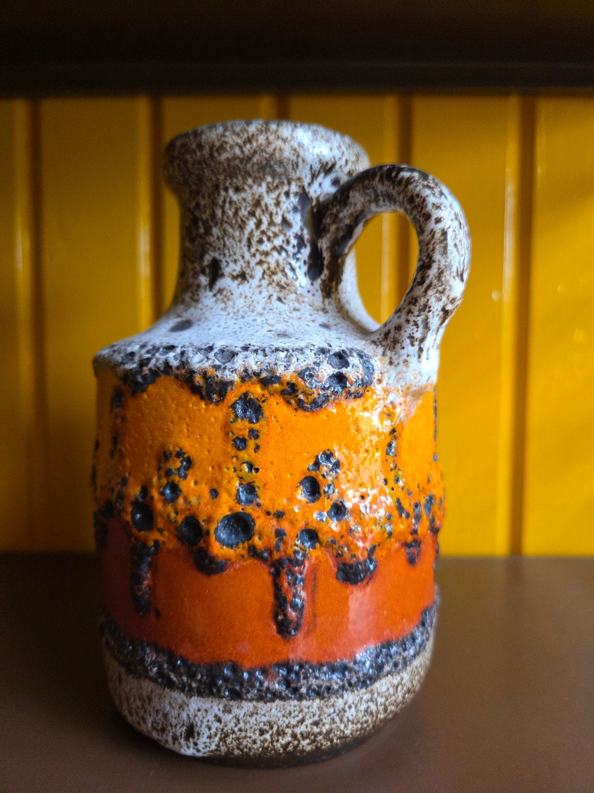 Vintage West Germany vaas 414-16, 15 cm hoog oranje retro, Antiek en Kunst, Ophalen of Verzenden