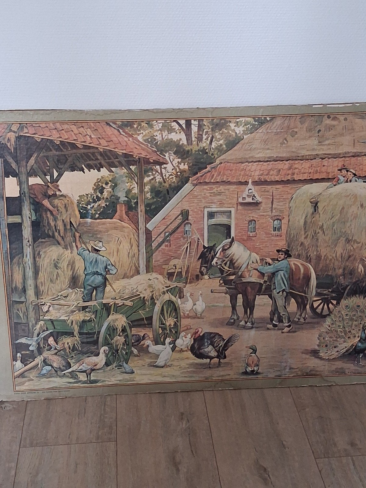 Vintage boerderijtafereel poster 62.5x94 cm, Ophalen