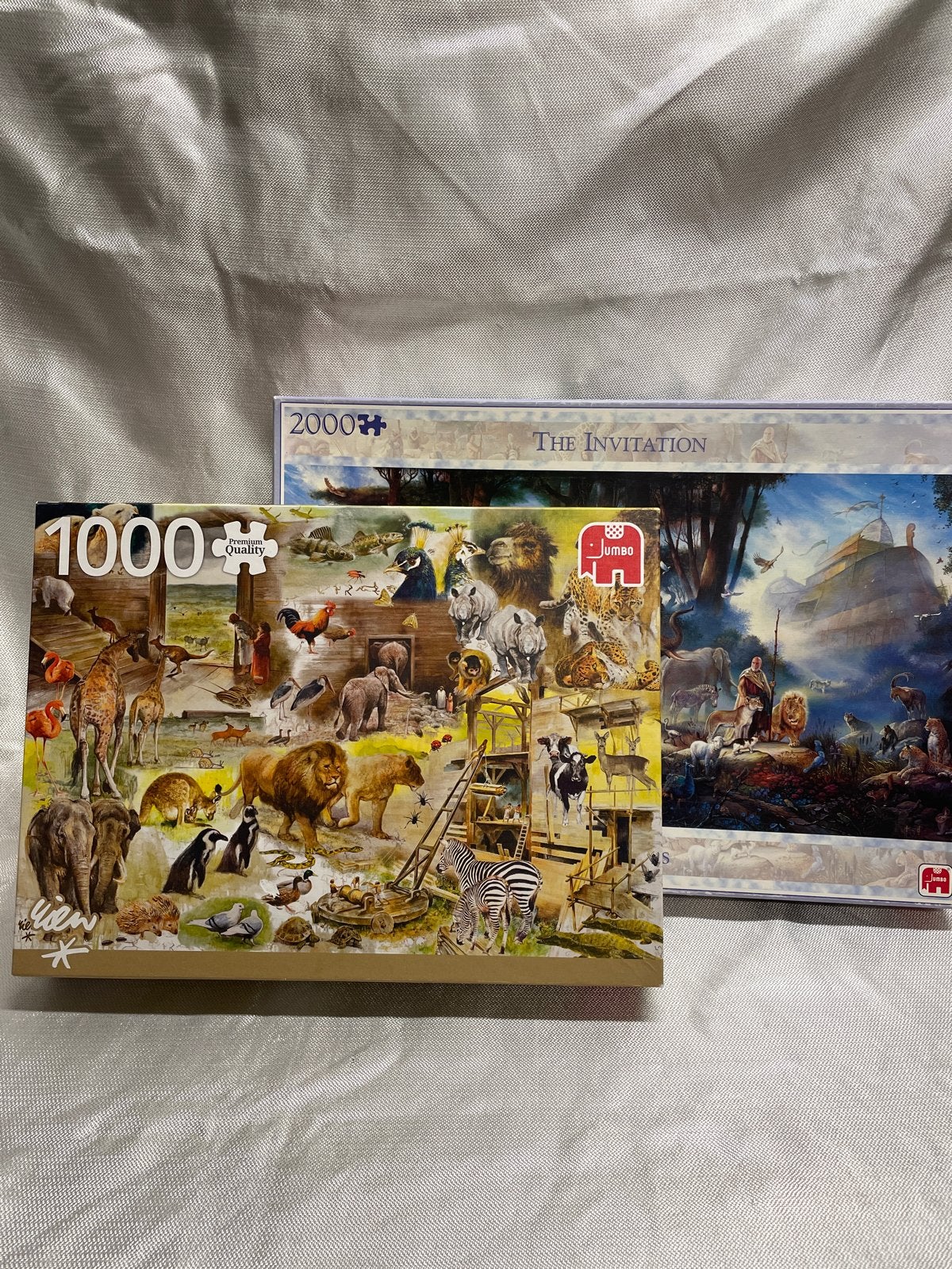 2 Legpuzzels: Jumbo 1000 stukjes & The Invitation 2000 stukj, Ophalen, Meer dan 1500 stukjes, Gebruikt, Legpuzzel