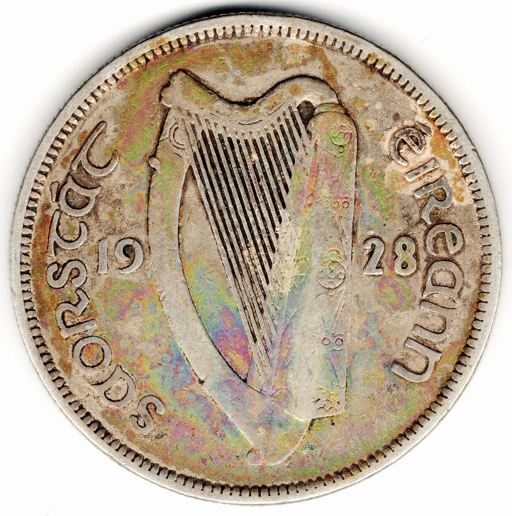 Ierland 1/2 crown 1928  zilver ,750, Postzegels en Munten, Ophalen of Verzenden, Overige landen, Losse munt, Zilver