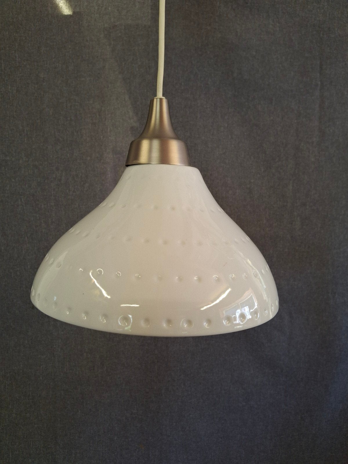 Witte vintage keramische hanglamp van Ikea, Antiek en Kunst, Ophalen of Verzenden