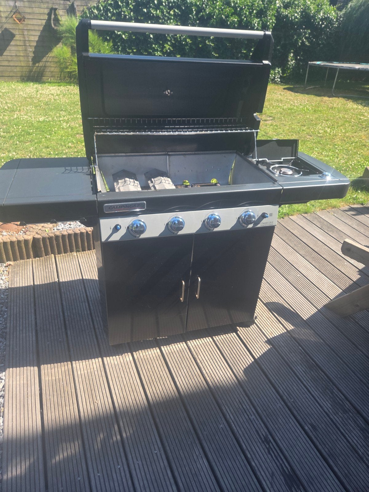 Campingaz gasbarbecue met 4 branders en zijbrander, Ophalen of Verzenden, Gebruikt, Campingaz