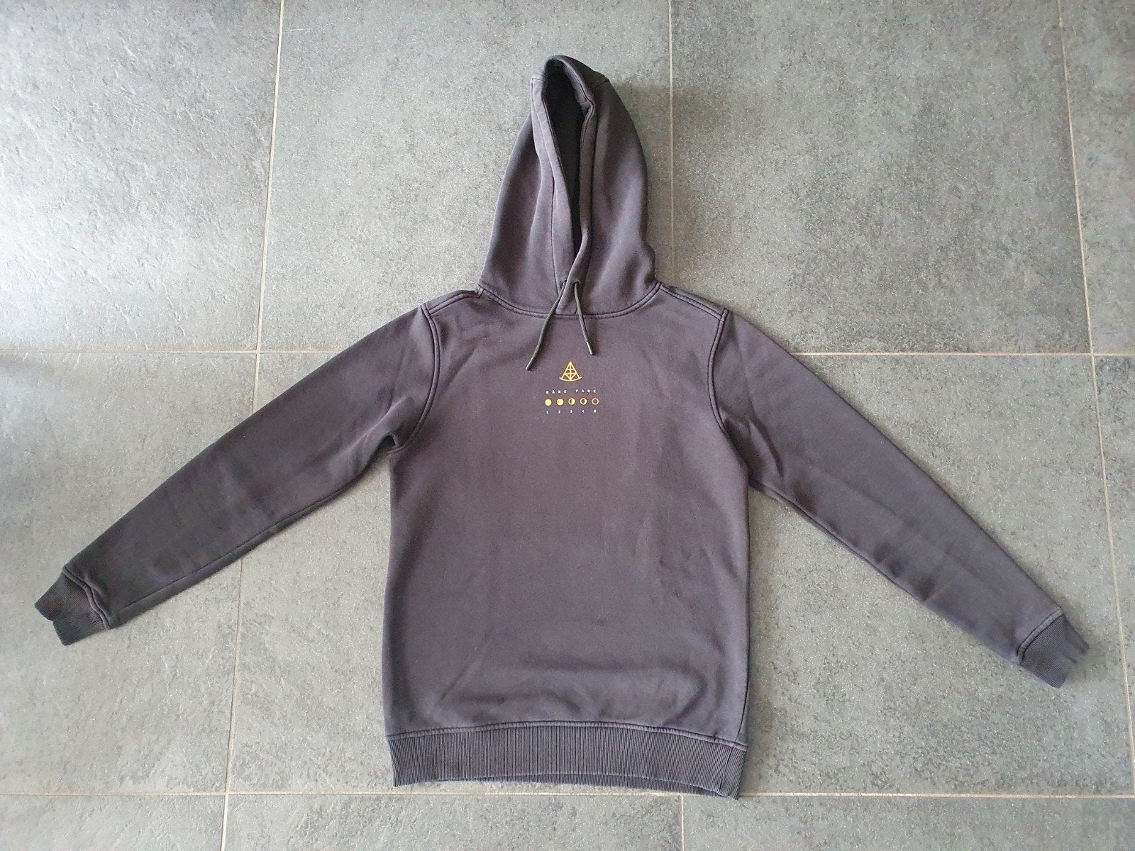 Zwarte hoodie van Hallinger maat S met rugprint., Kleding | Heren, Hallinger, Zwart, Ophalen of Verzenden, Zo goed als nieuw
