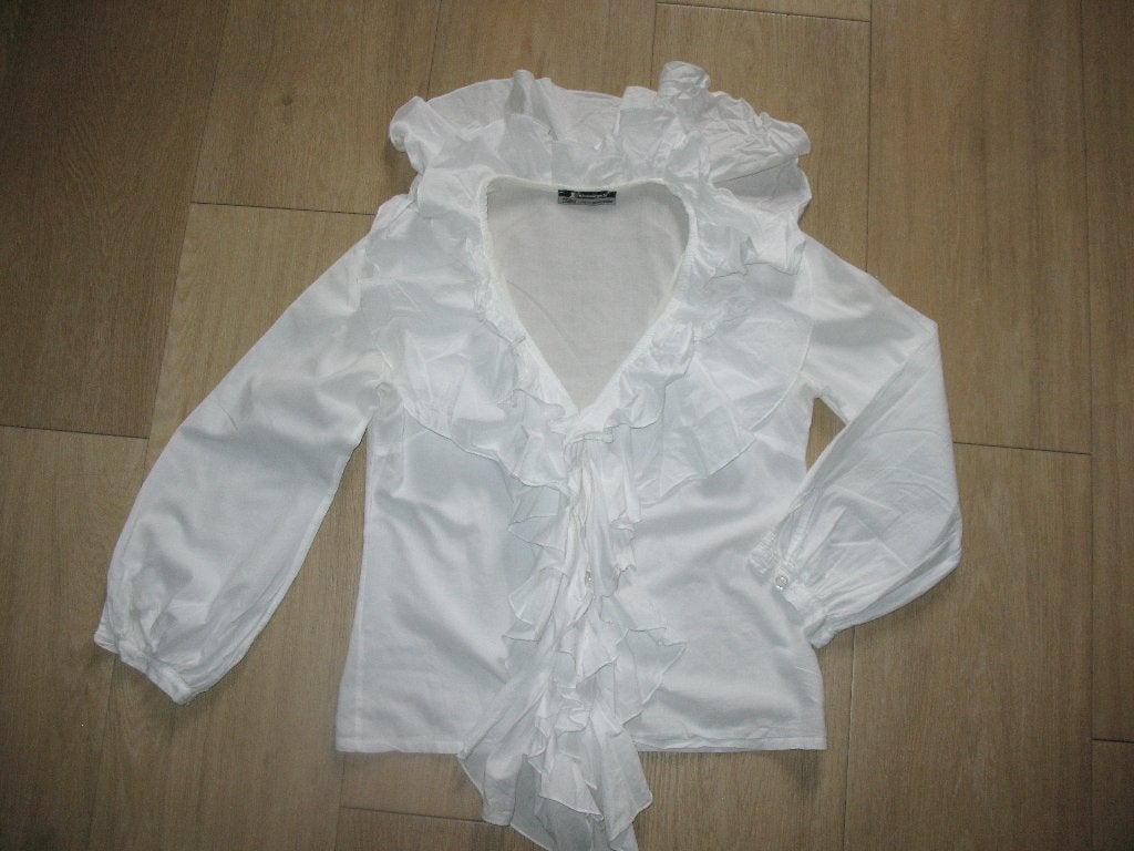 Rinascimento Ruffle Roezel Blouse Mt 38 *Wit Vintage, Maat 38/40 (M), Wit, Rinascimento, Ophalen of Verzenden