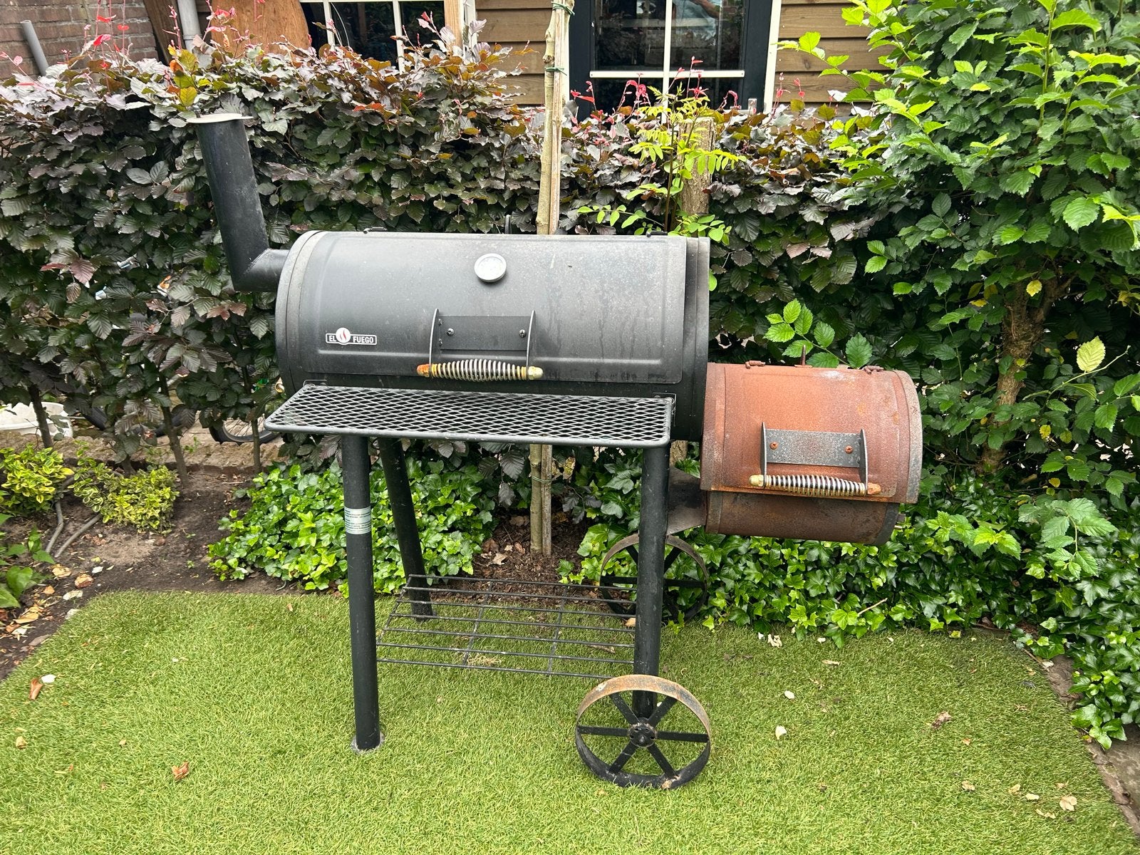 Grote BBQ Smoker - El Fuego offset smoker, Tuin en Terras, Houtskoolbarbecues, Ophalen, Gebruikt