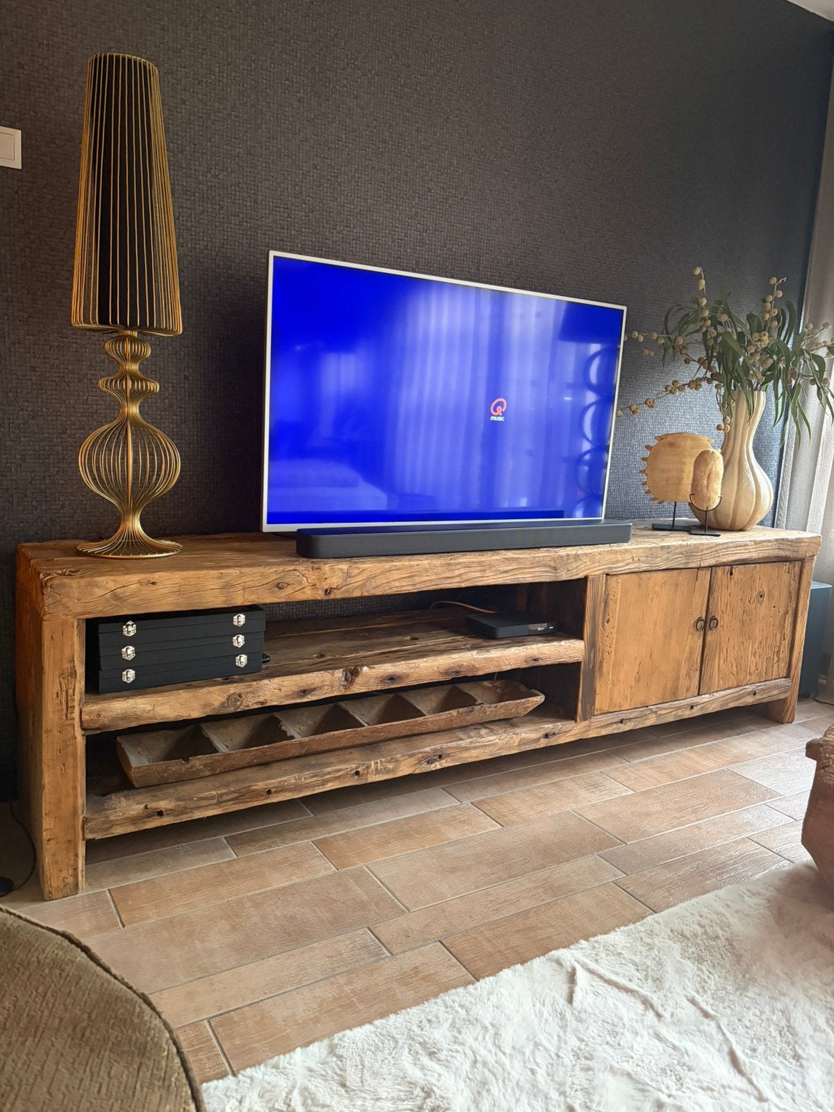 Oud houten tv dressoir sober hoffz style, Ophalen, Sober hoffz style, Zo goed als nieuw, 200 cm of meer