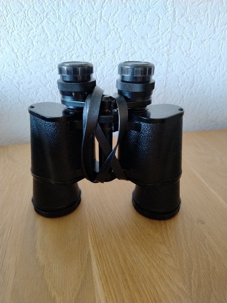 Vintage Primax 7x50 verrekijker inclusief leren tas, Gebruikt, Verzenden, Minder dan 8x, Porro (met knik)
