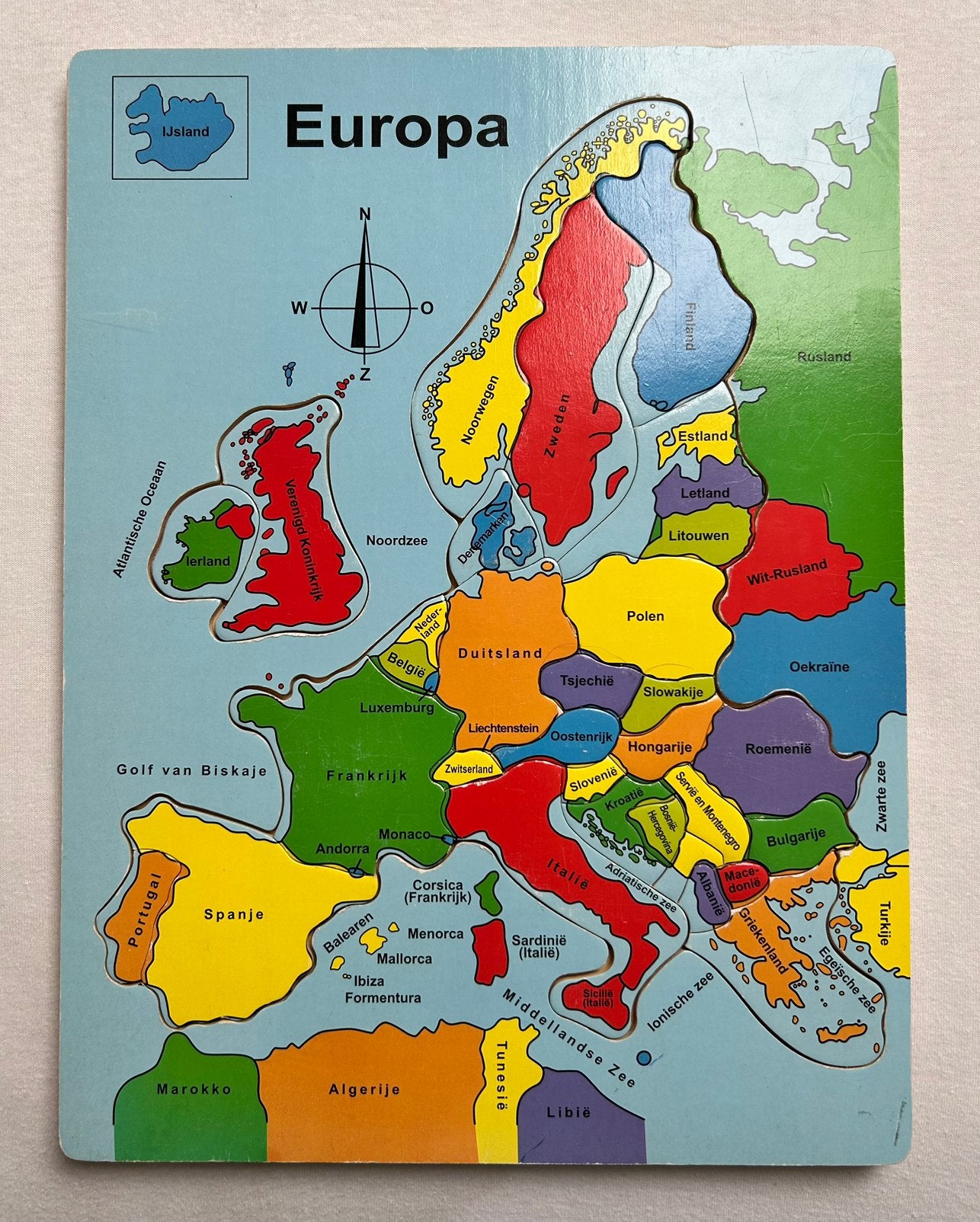 Houten puzzel Europa, Ophalen, 10 tot 50 stukjes, Gebruikt, Van hout