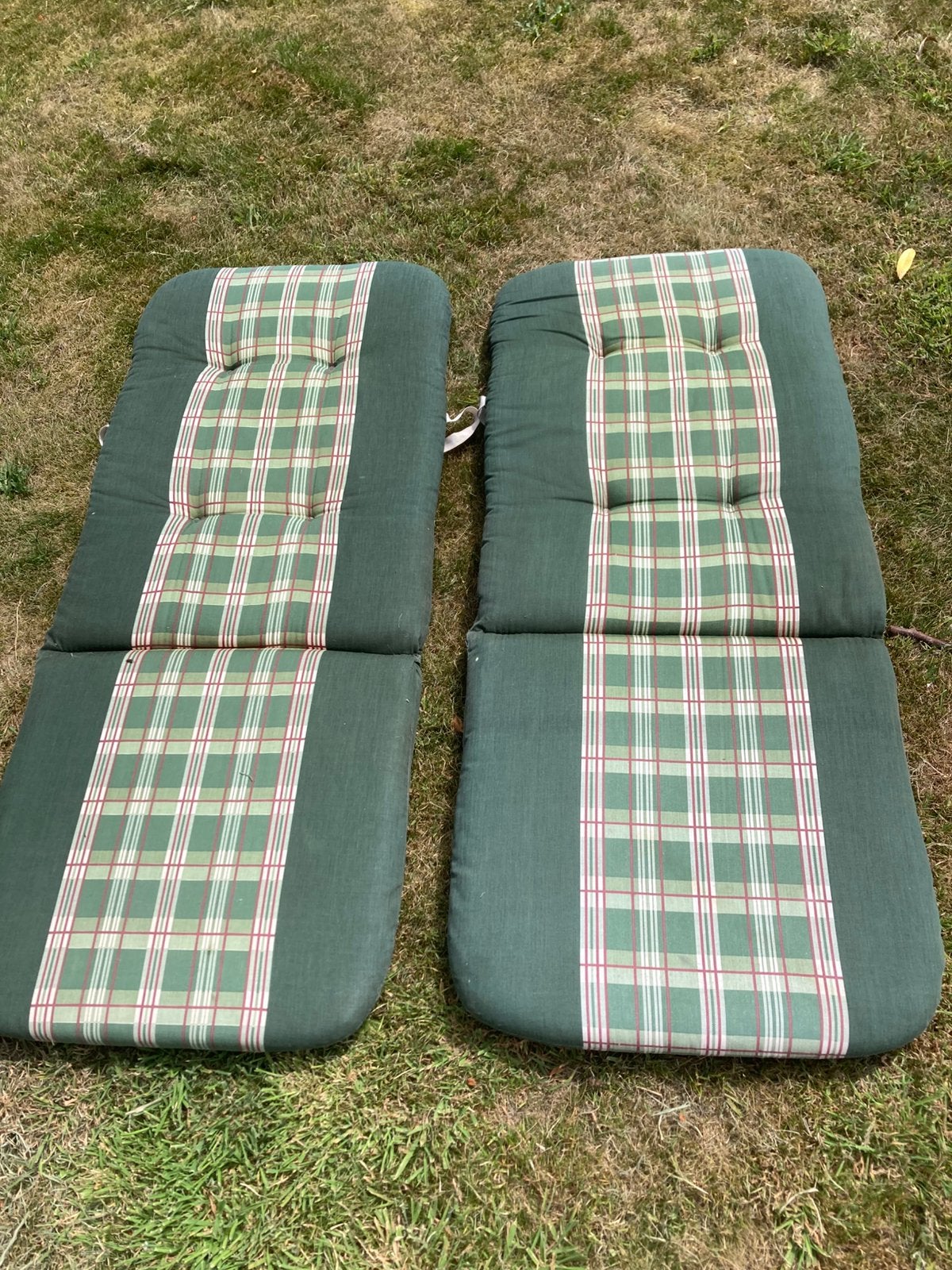 2 tuinstoel kussens, groen/geruit, Tuin en Terras, Tuinmeubel-accessoires, Ophalen of Verzenden, Gebruikt