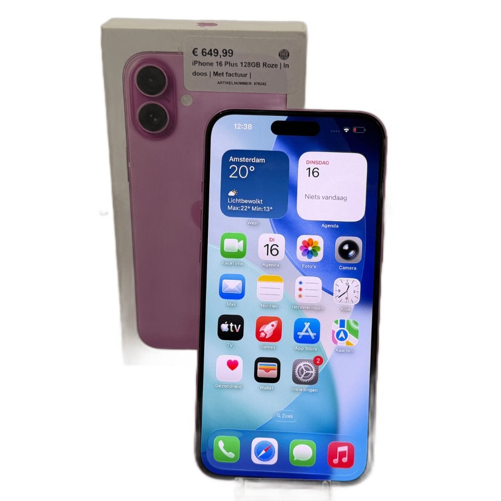 iPhone 16 Plus 128GB Roze | In doos | Met factuur |, Telecommunicatie, Mobiele telefoons | Apple iPhone, 128 GB, Toulonselaan 72