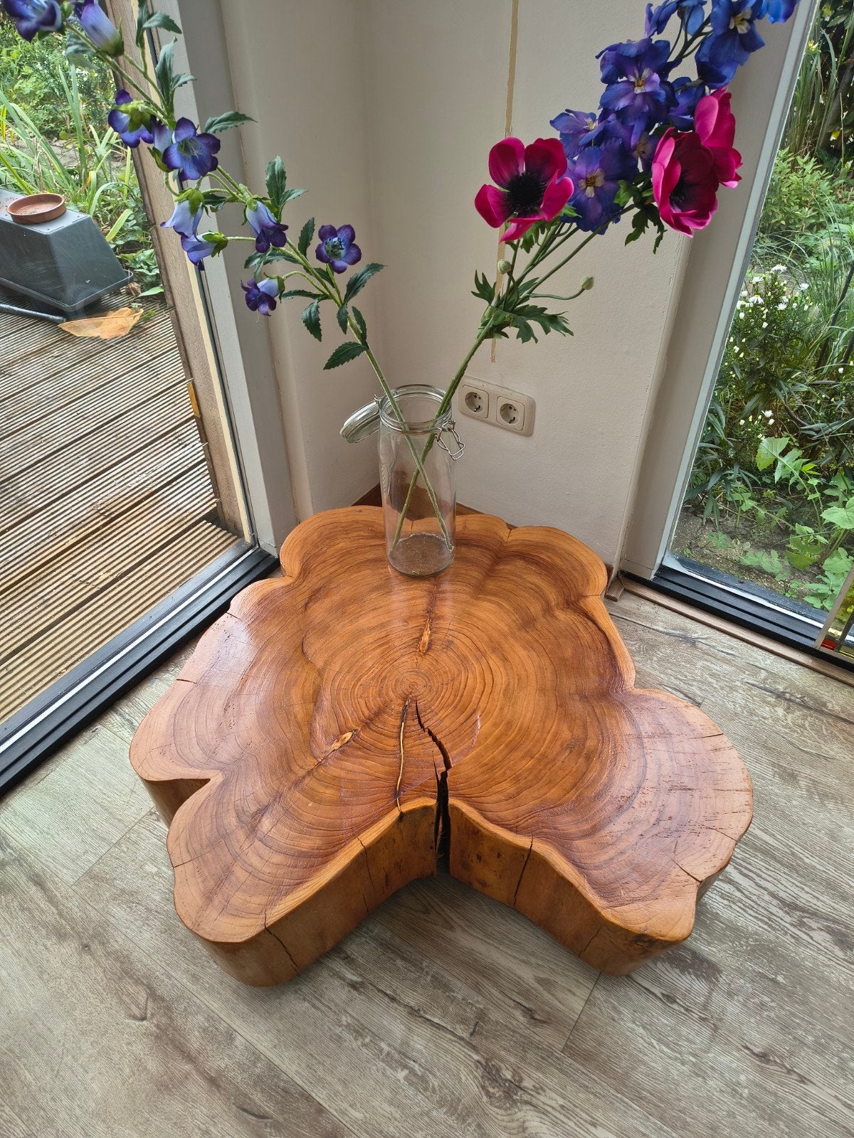 Een hele mooie boomschijf op wieltjes. Doorsnede +- 75cm, Ophalen, 50 tot 100 cm, Rustiek, Organisch, Natuurlijk, 50 tot 100 cm
