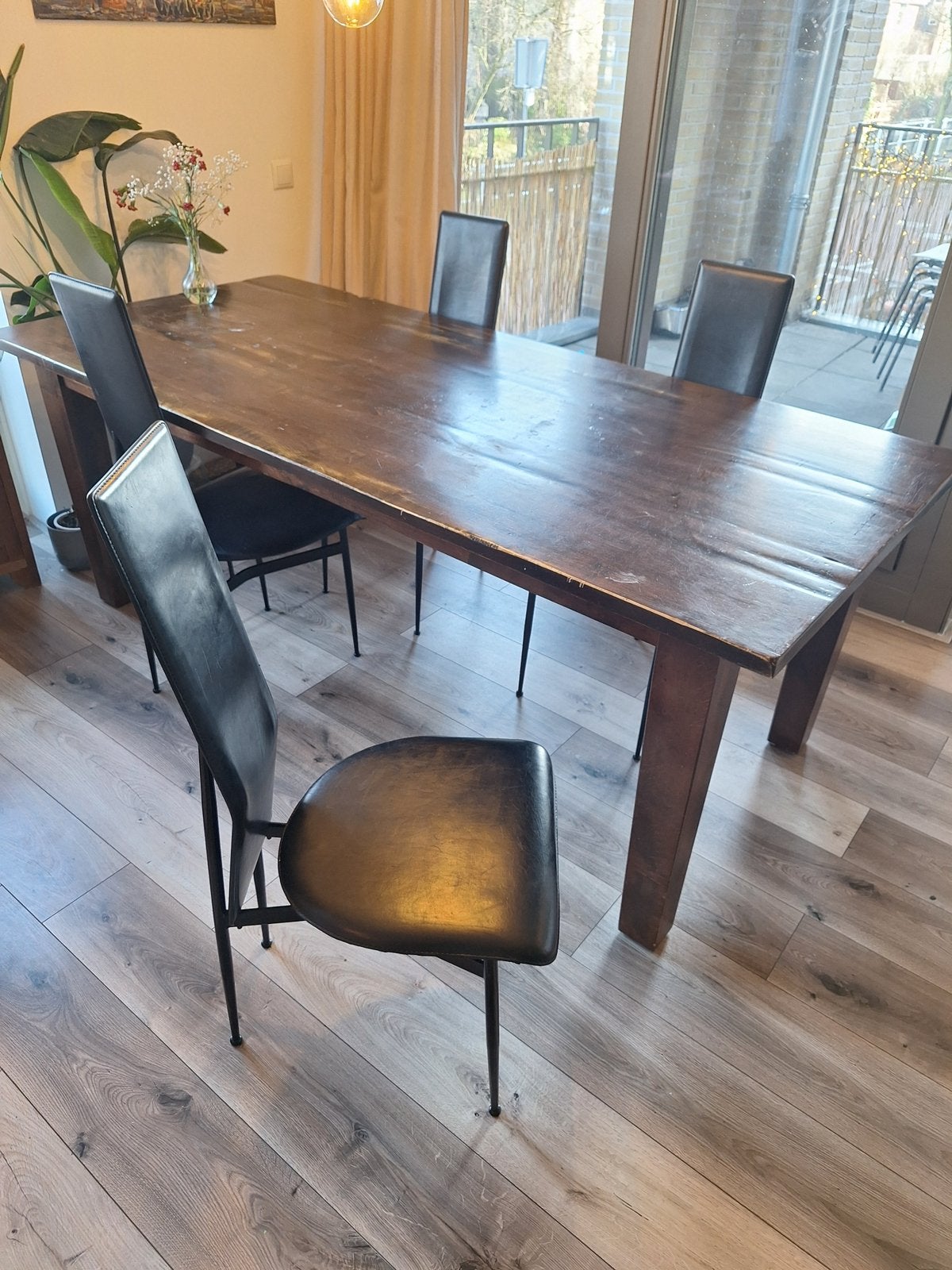 4 eetkamerstoelen design “fasem S44”, Huis en Inrichting, Gebruikt, Zwart, Ophalen of Verzenden, Vier