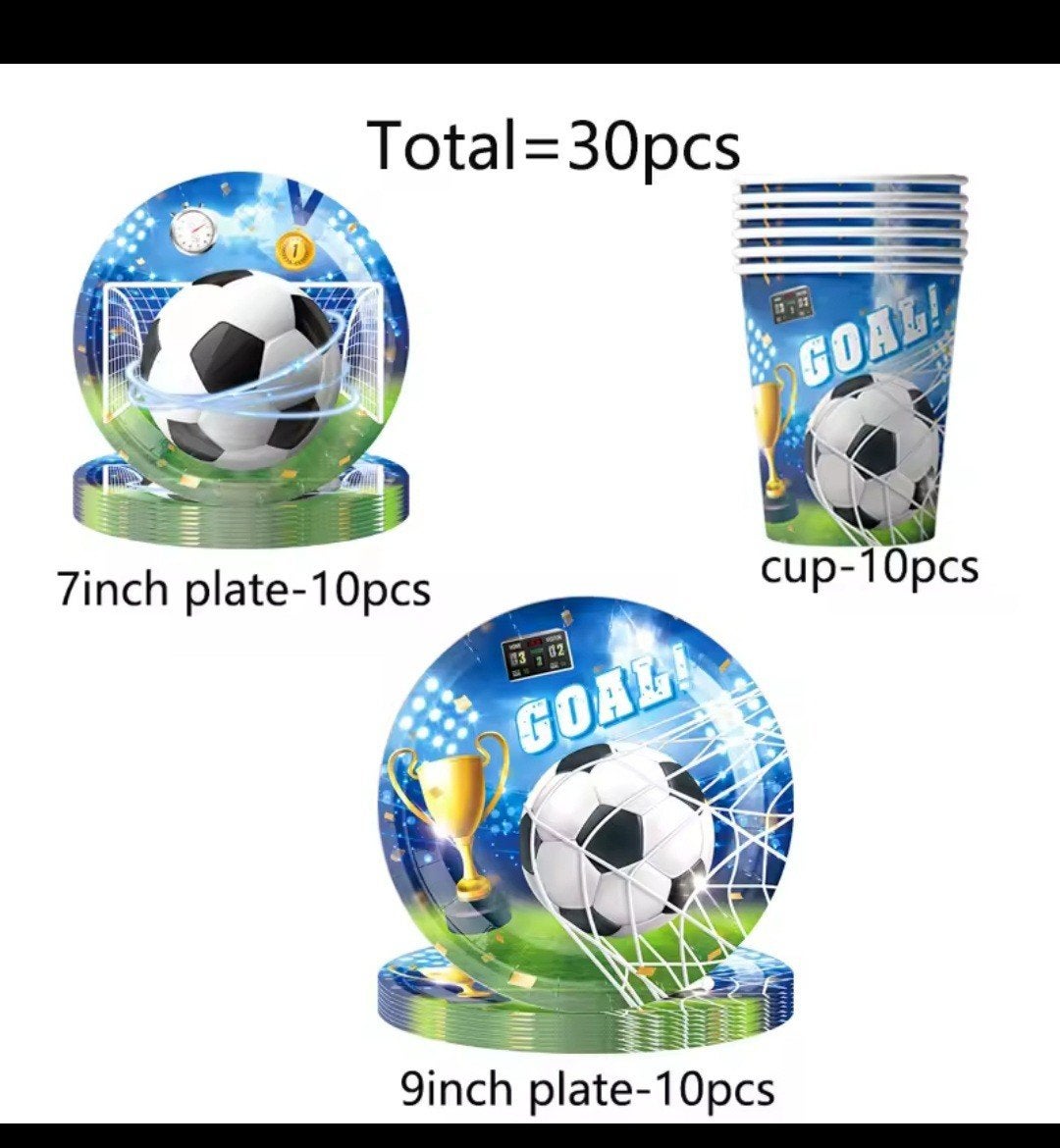Voetbal Feestartikelen Set - Borden en Bekers (30 stuks), Ophalen, Nieuw, Feestartikel, Verjaardag