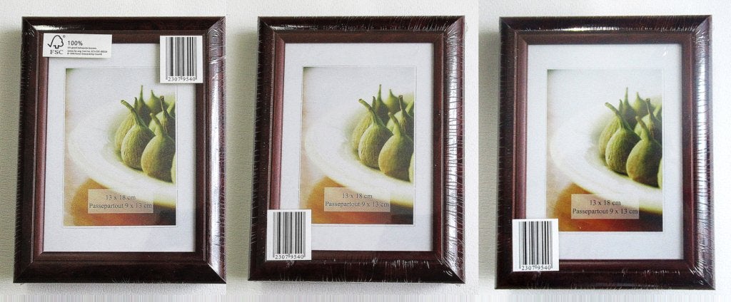 Drie Houten fotolijsten met glas nieuw in verpakking., Audio, Tv en Foto, Fotografie | Fotolijsten, Nieuw, Hout, Ophalen of Verzenden