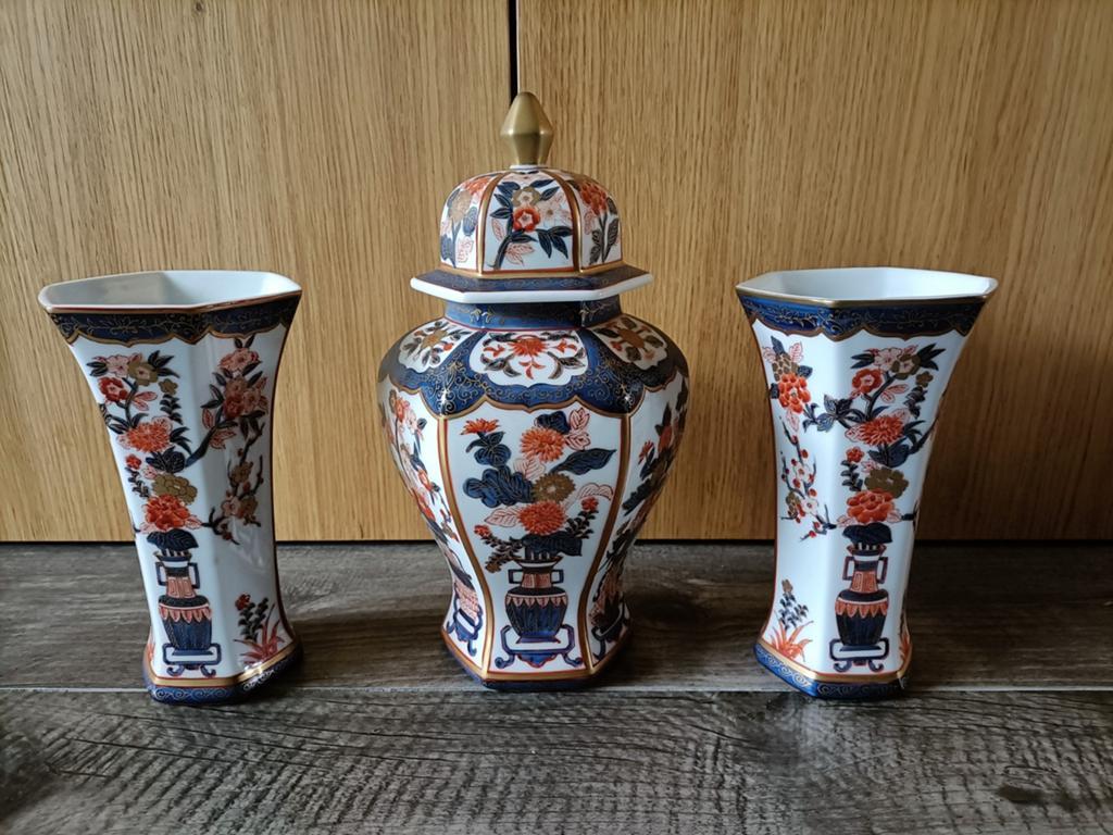 Japans imari stijl kast stel. Vintage 3 delig., Ophalen