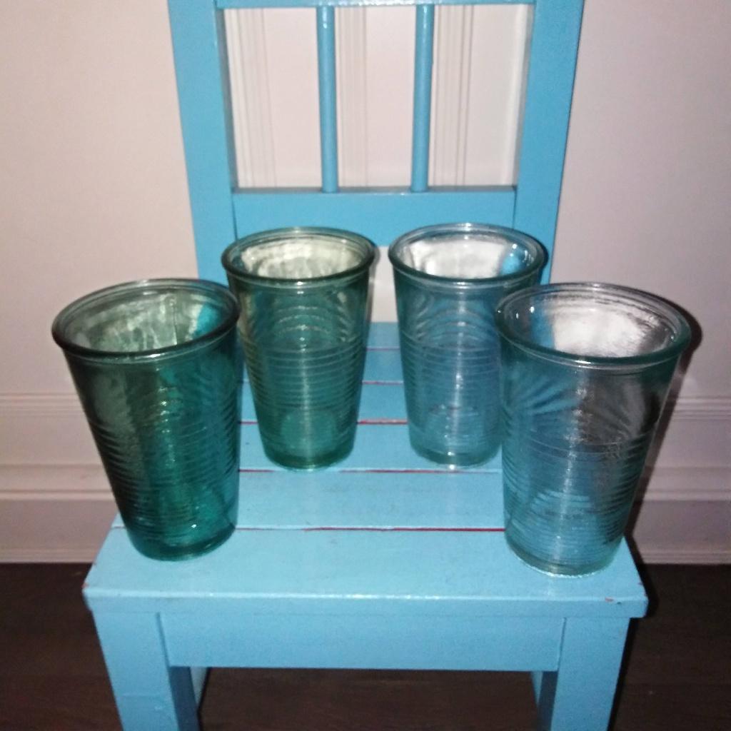 Jamie Oliver waterglazen geribbeld gerecycled glas 4 stuks, Huis en Inrichting, Ophalen, Glas of Glazen, Gebruikt, Glas