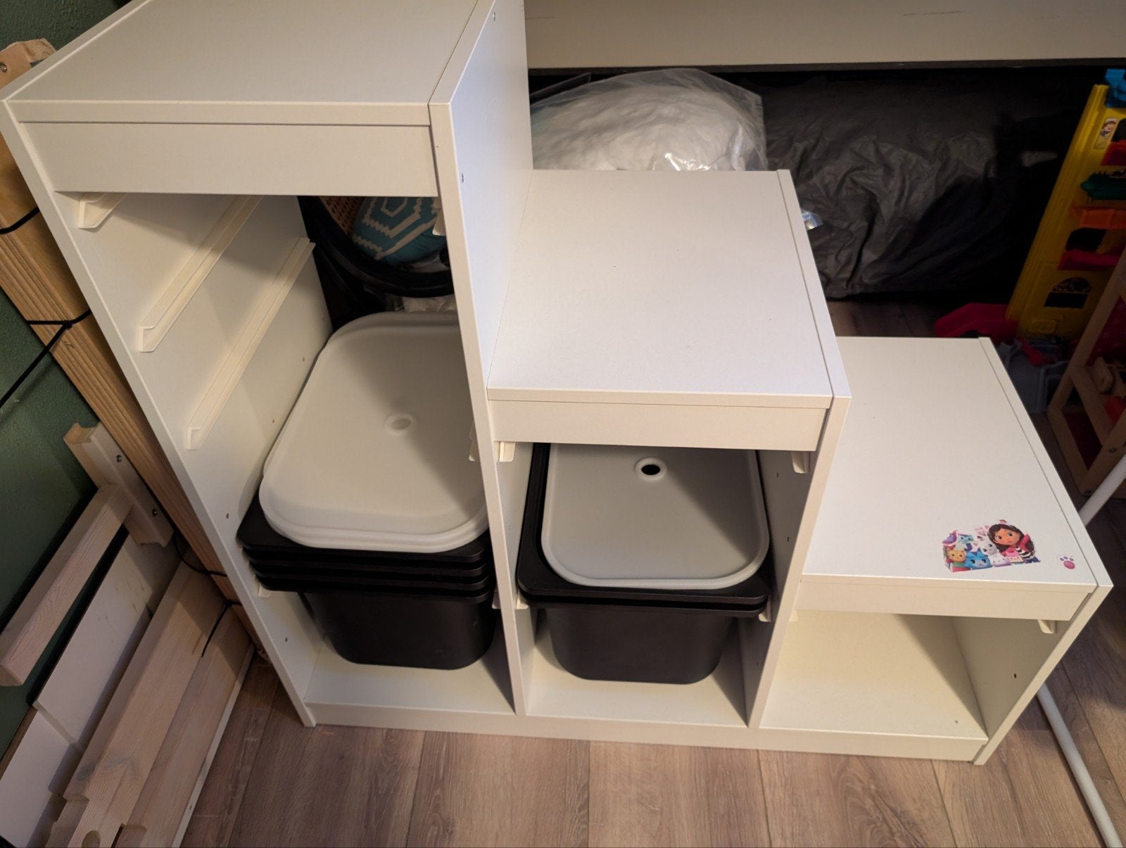 IKEA Trofast opbergmeubel met 6 zwarte bakken, Ophalen, Gebruikt, Kast