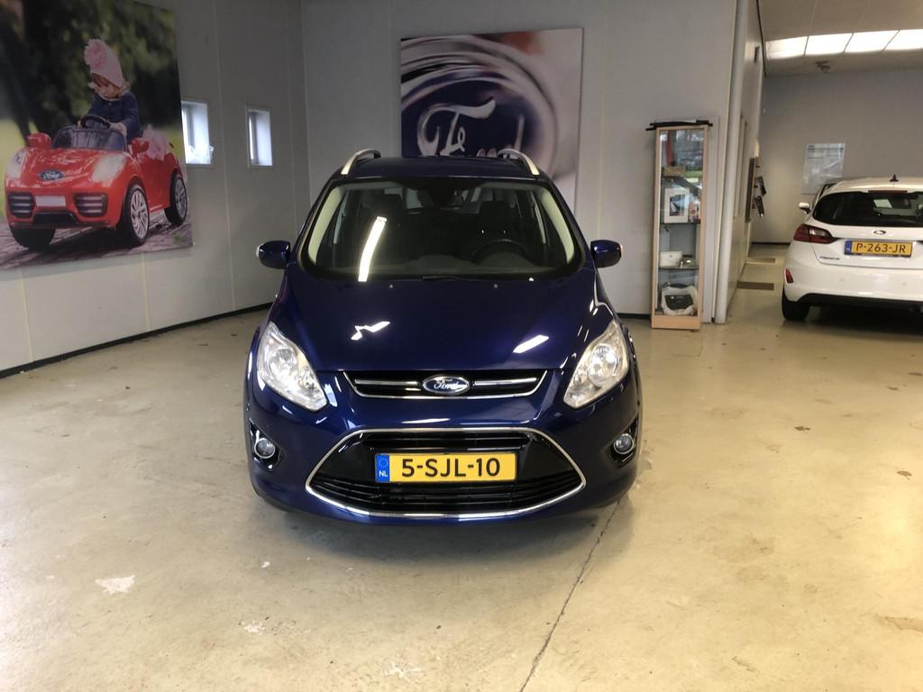 Ford Grand C-Max 1.0 Ecoboost 125 pk Titanium Navigatie - Bl, Auto's, Ford, Voorwielaandrijving, Gebruikt, Zwart, Blauw