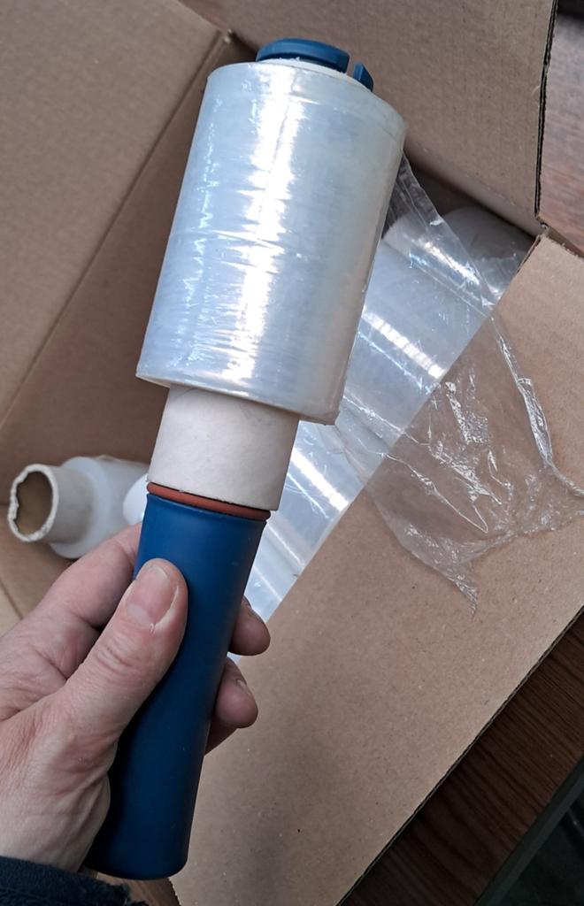 Mini wikkelfoliedispenser met 7+ rollen stretchfolie, Doe-het-zelf en Verbouw, Zeil en Folie, Ophalen of Verzenden