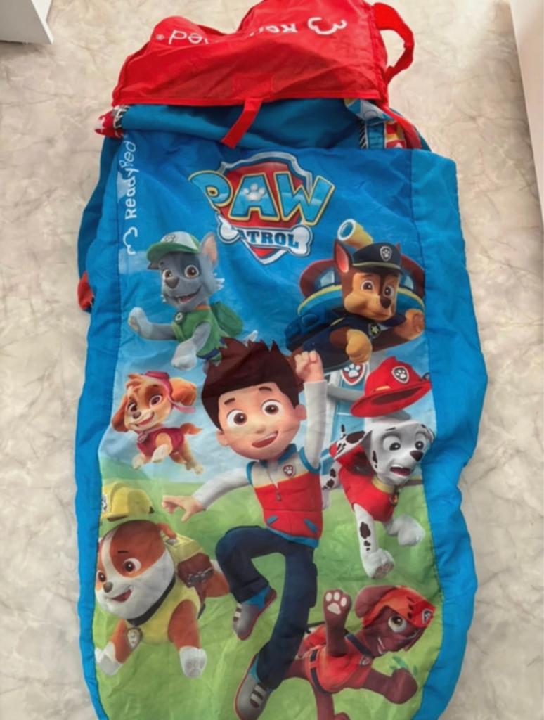 Kinder slaapzak met luchtbed en tas Paw Patrol, Ophalen of Verzenden, Zo goed als nieuw