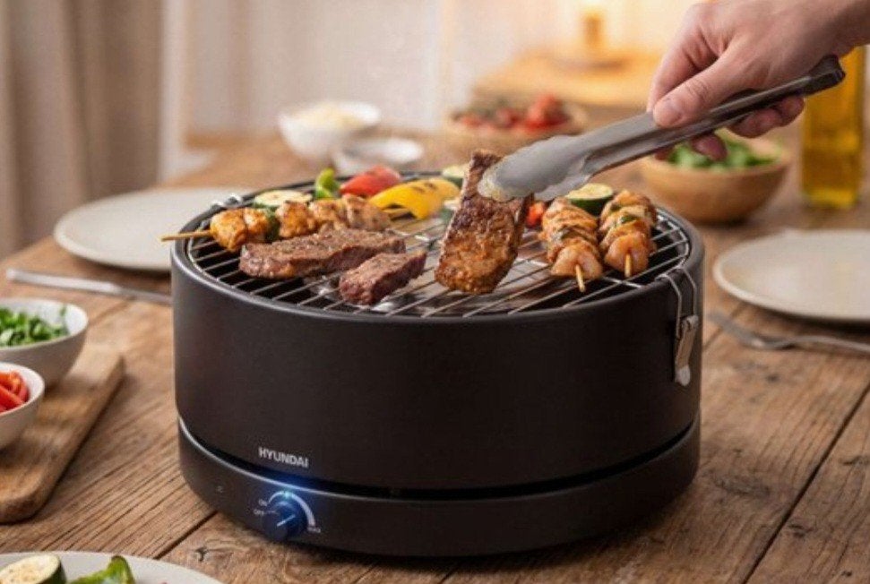 hyundai electronics rookvrije houtskool bbq met ventilator, Tuin en Terras, Houtskoolbarbecues, Ophalen of Verzenden, Nieuw, Hyundai