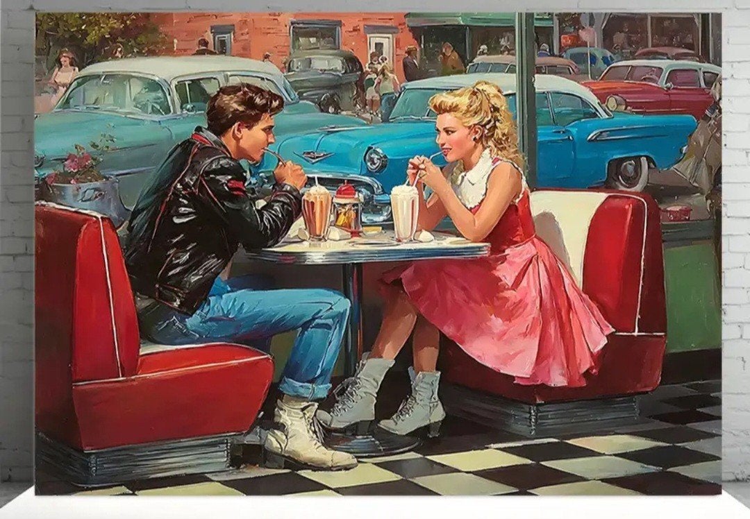 sixties diner decordoek 2.5 mtr breed, Ophalen of Verzenden