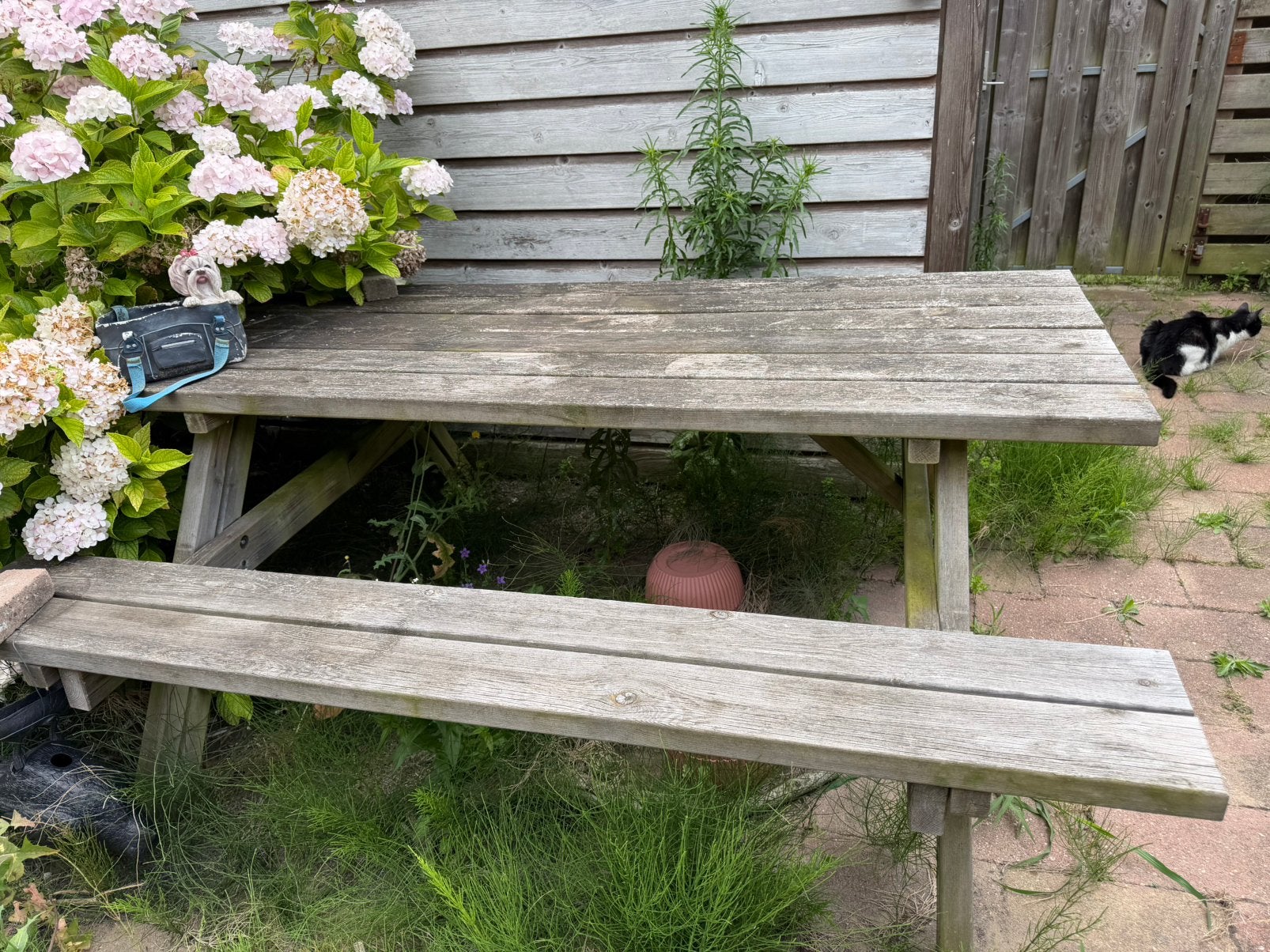 Eettafel, Tuin en Terras, Ophalen, Gebruikt, Rechthoekig, Hout