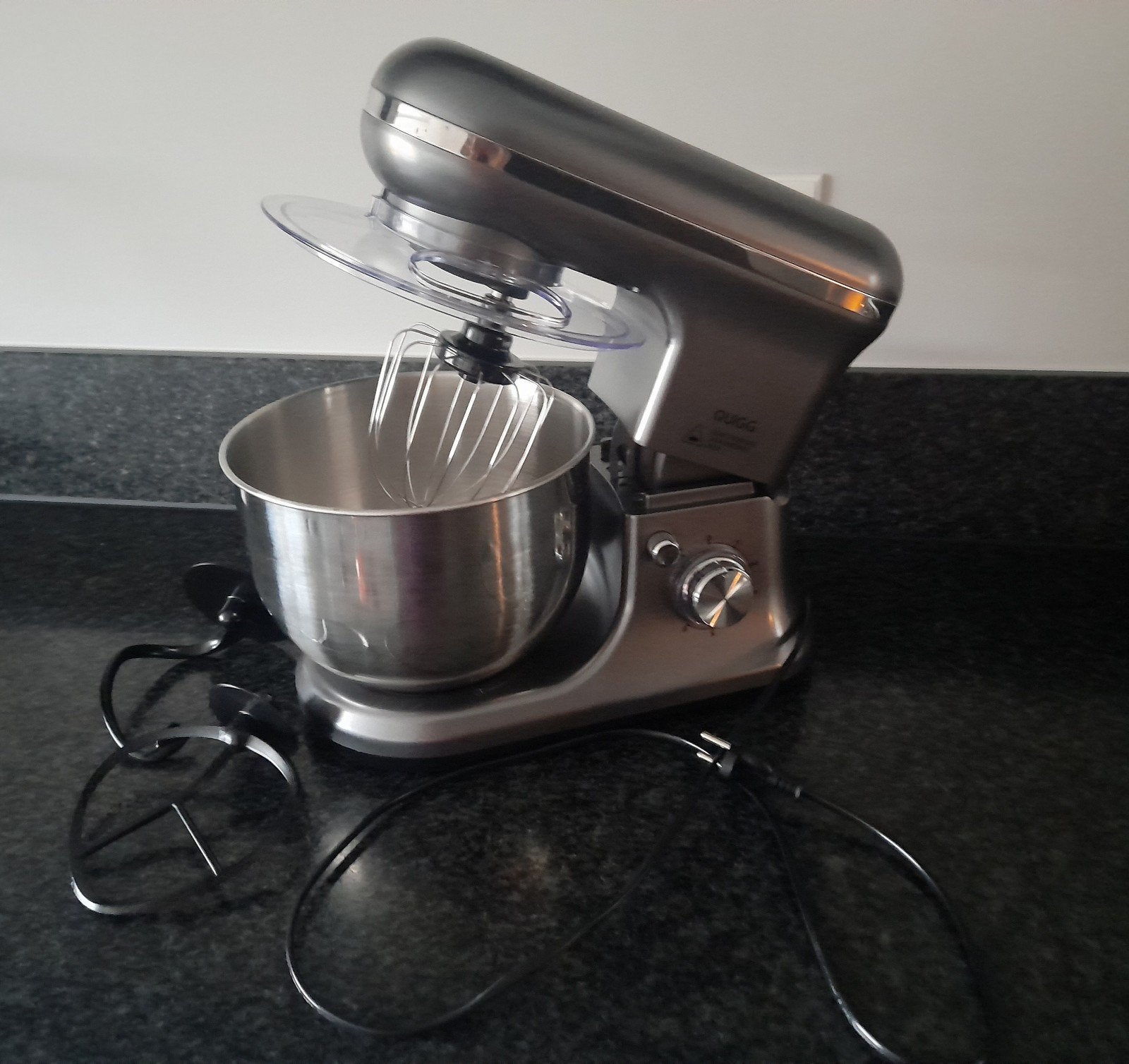 Quigg Keukenmachine - Zilverkleurig met accessoires, Ophalen, Gebruikt, Vaatwasserbestendig, 3 snelheden of meer