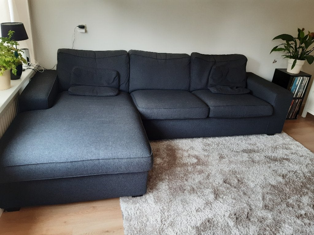 Bank met divan Antraciet, Ophalen, Gebruikt, 75 tot 100 cm, Rechte bank