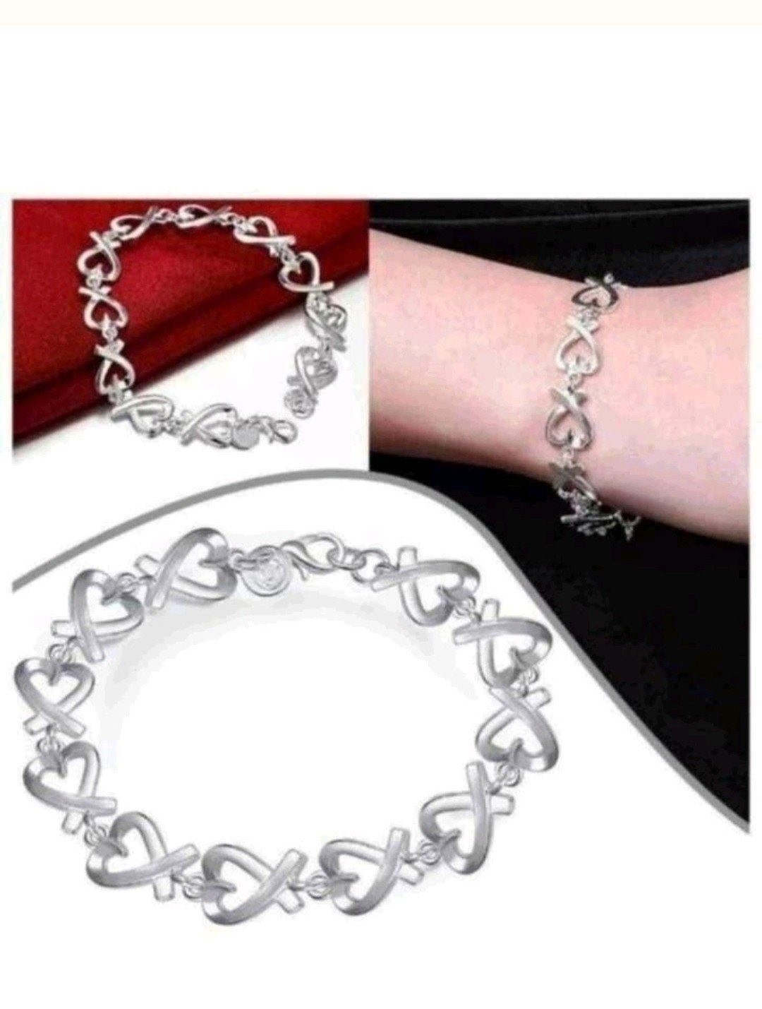 Zilveren armband harten, Verzenden, Nieuw, Zilver, Zilver