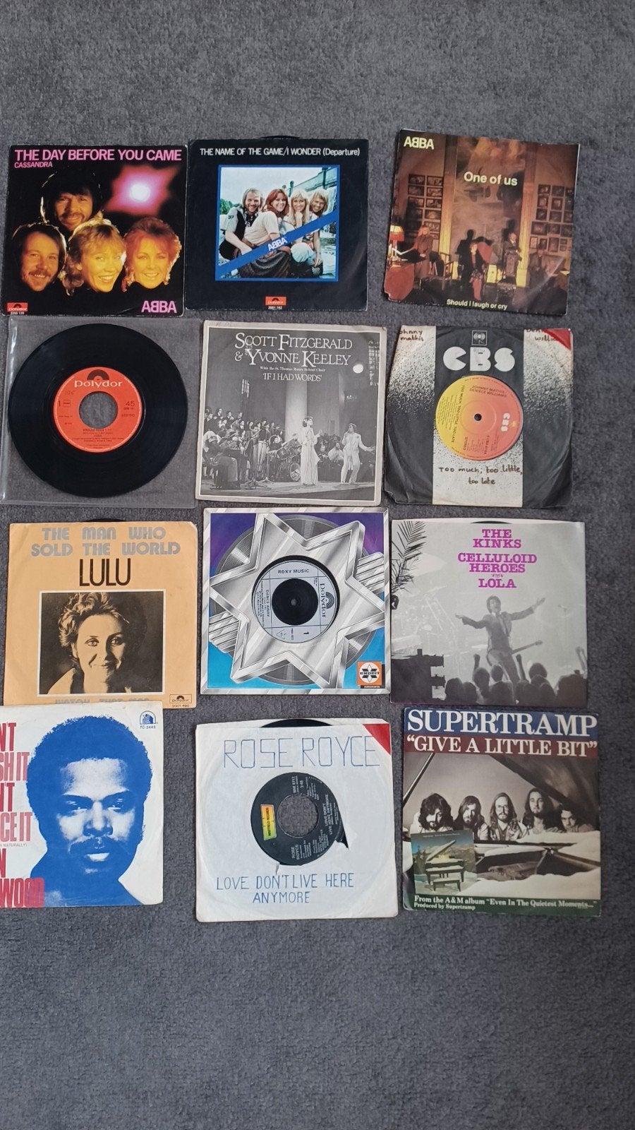Vinyl singles. ABBA, The Kinks, Supertramp, Roxy Music ea., Cd's en Dvd's, Ophalen of Verzenden, Gebruikt, Pop