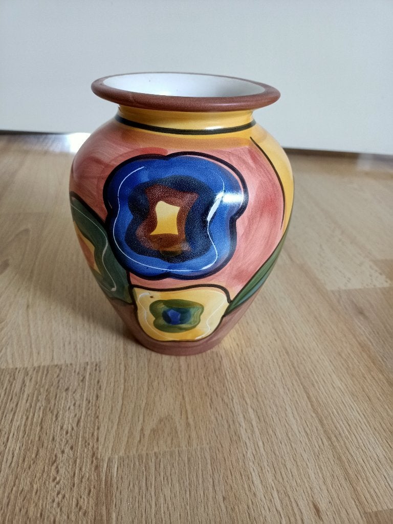 vaas - hand geschilderd (ca 17,5 cm hoog), Ophalen, Zo goed als nieuw, Meerkleurig, 17 cm