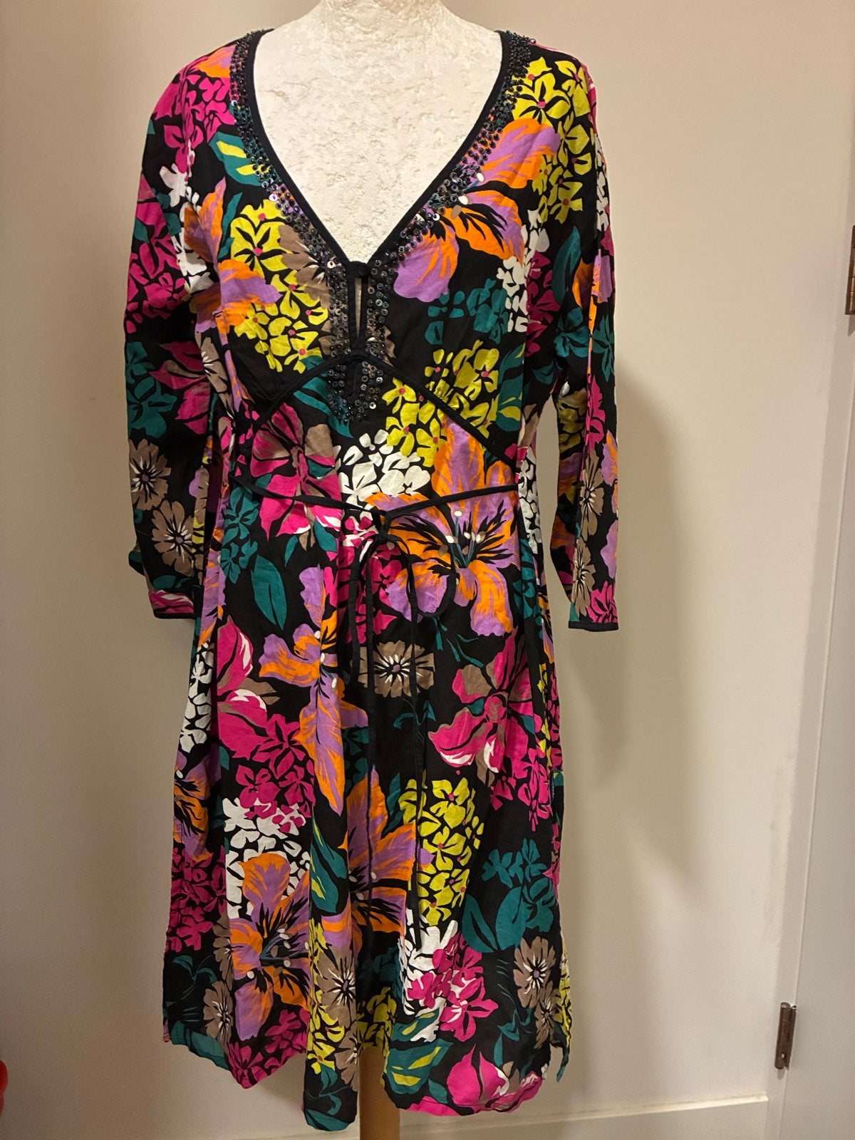 Cyell tuniek zwart print katoenmix met pailletten, Kleding | Dames, Zwart, Maat 42/44 (L), Nieuw, Ophalen of Verzenden