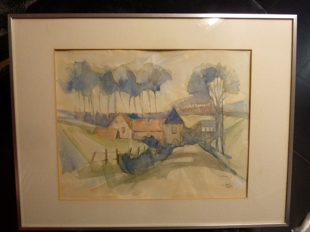 AQUAREL OIRSBEEK DOOR SLENTER, Antiek en Kunst, Ophalen of Verzenden, Landschap, Aquarel, Papier